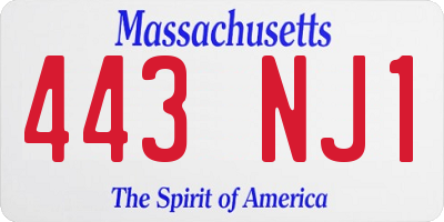 MA license plate 443NJ1