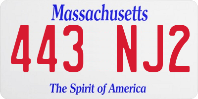 MA license plate 443NJ2