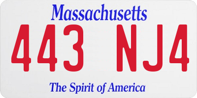 MA license plate 443NJ4