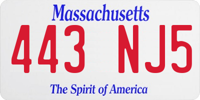 MA license plate 443NJ5