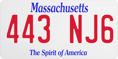 MA license plate 443NJ6