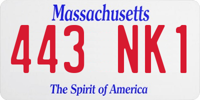 MA license plate 443NK1