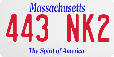 MA license plate 443NK2