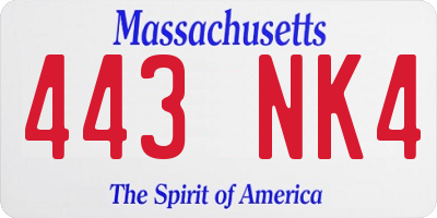 MA license plate 443NK4