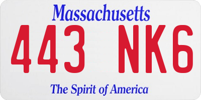 MA license plate 443NK6
