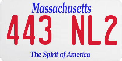 MA license plate 443NL2