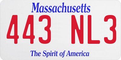 MA license plate 443NL3
