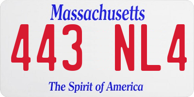 MA license plate 443NL4