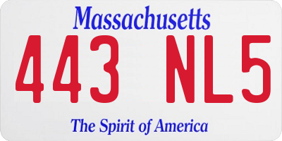 MA license plate 443NL5
