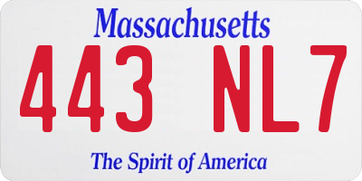 MA license plate 443NL7