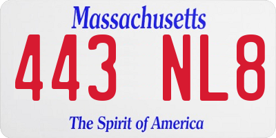 MA license plate 443NL8