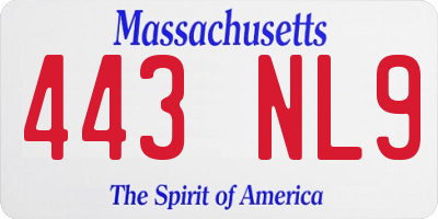 MA license plate 443NL9