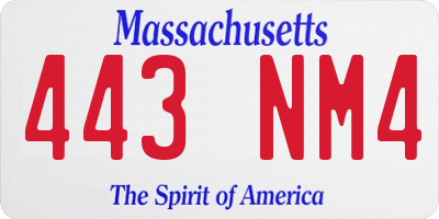 MA license plate 443NM4