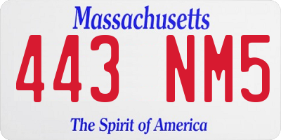 MA license plate 443NM5