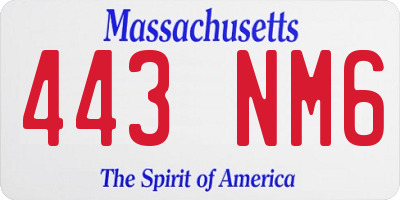 MA license plate 443NM6