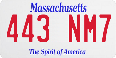 MA license plate 443NM7