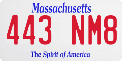 MA license plate 443NM8