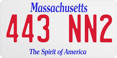 MA license plate 443NN2