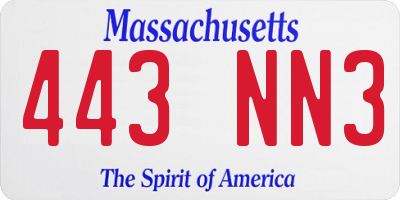 MA license plate 443NN3