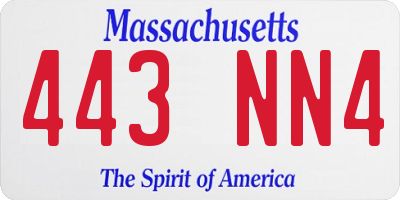 MA license plate 443NN4