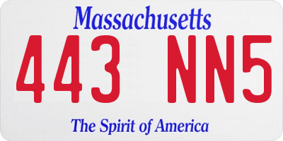 MA license plate 443NN5