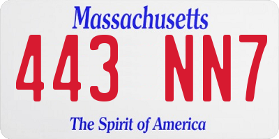 MA license plate 443NN7
