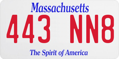 MA license plate 443NN8