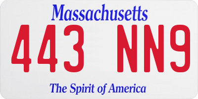 MA license plate 443NN9