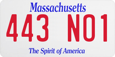 MA license plate 443NO1