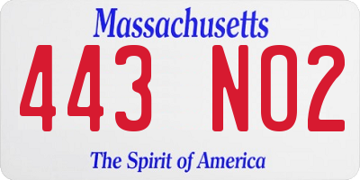 MA license plate 443NO2