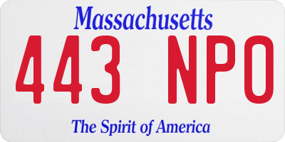 MA license plate 443NP0