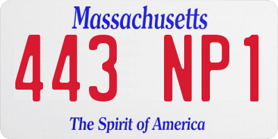 MA license plate 443NP1