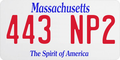 MA license plate 443NP2