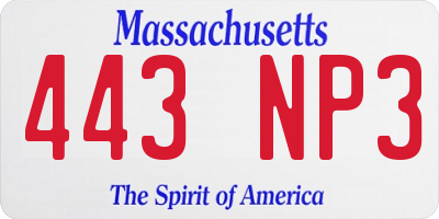 MA license plate 443NP3