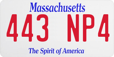 MA license plate 443NP4