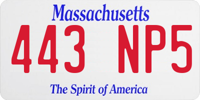 MA license plate 443NP5