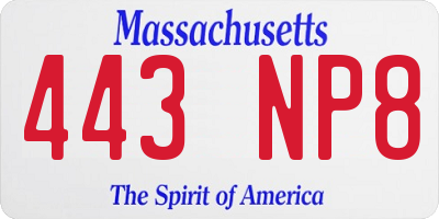 MA license plate 443NP8