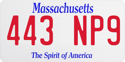 MA license plate 443NP9