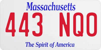 MA license plate 443NQ0