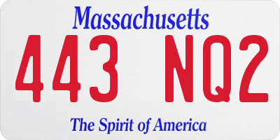 MA license plate 443NQ2