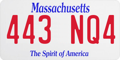 MA license plate 443NQ4