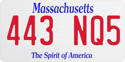 MA license plate 443NQ5