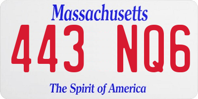 MA license plate 443NQ6