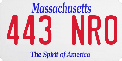 MA license plate 443NR0
