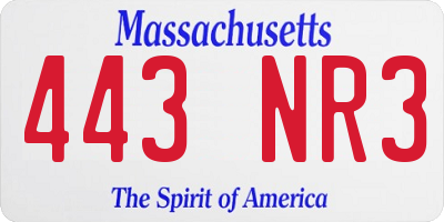 MA license plate 443NR3