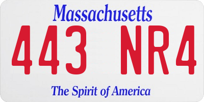 MA license plate 443NR4