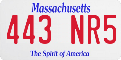 MA license plate 443NR5