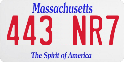 MA license plate 443NR7