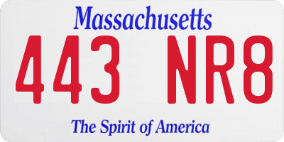 MA license plate 443NR8