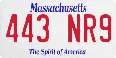 MA license plate 443NR9